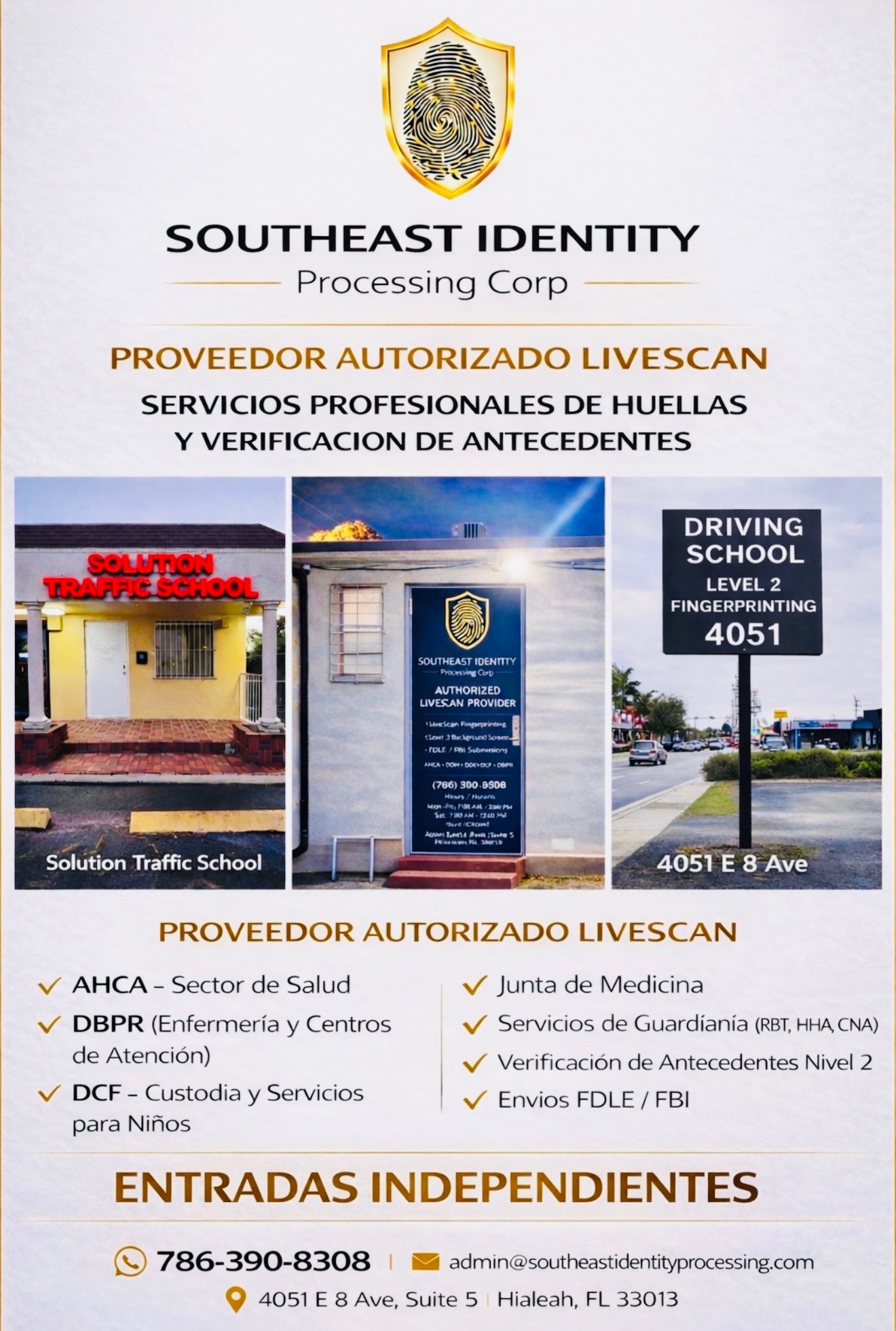 Southeast Identity Processing Corp — Proveedor Autorizado LiveScan Hialeah